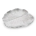 Patera ceramiczna KALINA w formie liścia z wytłoczeniami - 33 x 33 x 2 cm - srebrny 2