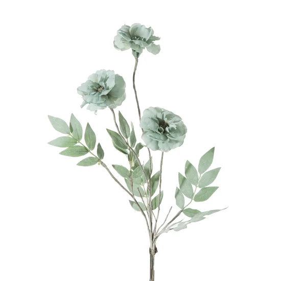 KAMELIA JAPOŃSKA sztuczny kwiat dekoracyjny z jedwabistej tkaniny - dł.70cm dł.kwiat 35cm - jasnoturkusowy