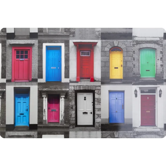 Podkładka DOOR z  nadrukiem kolorowych drzwi - 30 x 43 cm - brązowy