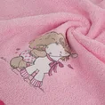 Ręcznik BABY z kapturem z haftowaną aplikacją z misiem i osiołkiem - 100 x 100 cm - różowy 6
