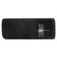 Ręcznik z błyszczącym haftem w kształcie ważki na szenilowej bordiurze - 70 x 140 cm - czarny 3
