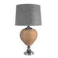 Lampa PATI w stylu boho z plecioną podstawą i matowym abażurem - 38 x 43 x 78 cm - stalowy 1