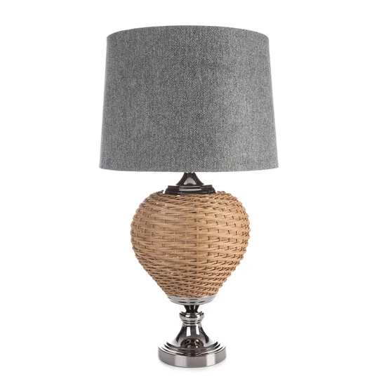 Lampa PATI w stylu boho z plecioną podstawą i matowym abażurem - 38 x 43 x 78 cm - stalowy