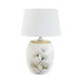 Lampka na podstawie z dolomitu z motywem złotych liści miłorzębu - 18 x 18 x 40 cm - biały 1