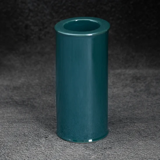 Świecznik ceramiczny w formie walca SIMONA z perłowym połyskiem - ∅ 7 x 15 cm - turkusowy