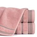 Ręcznik AMANDA z ozdobną bordiurą w pasy - 70 x 140 cm - pudrowy róż 1