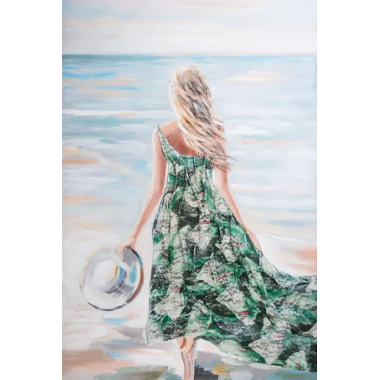 Obraz ROMANTIC ręcznie malowany na płótnie kolaż z efektem 3D - 80 x 120 cm - zielony