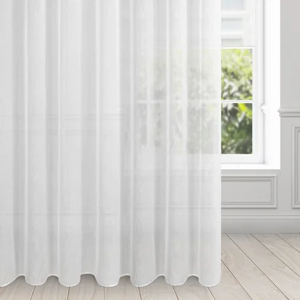 Firana BELISSA z gładkiej etaminy z drobnym deszczykiem na taśmie flex Firana BELISSA z gładkiej etaminy z drobnym deszczykiem na taśmie flex - 400 x 300 cm