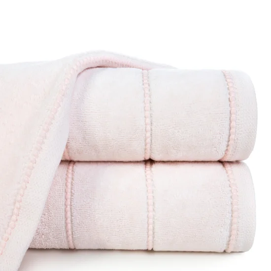 Ręcznik MARI z welurową bordiurą - 50 x 90 cm - różowy