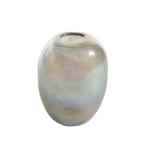 Wazon MASON ręcznie wykonany ze szkła artystycznego z perłową poświatą - ∅ 14 x 18 cm - srebrny