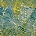 EUROFIRANY NOVA Komplet pościeli MELANIA z wysokogatunkowej satyny bawełnianej z motywem złocisto-turkusowych egzotycznych liści - 220 x 200 cm - ciemnoturkusowy 2