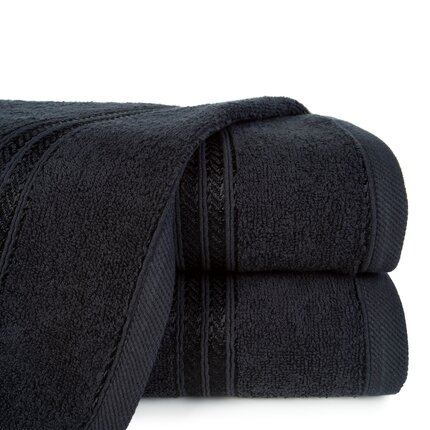 Zdjęcia - Ręcznik  LORI z bordiurą podkreśloną błyszczącą nicią 50 x 90 cm czarny