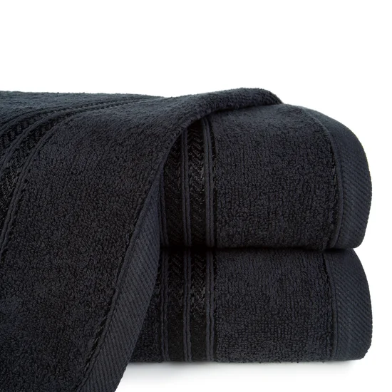 Ręcznik LORI z bordiurą podkreśloną błyszczącą nicią - 50 x 90 cm - czarny