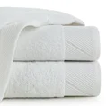 Ręcznik z szenilową bordiurą w błyszczące ukośne paski - 70 x 140 cm - biały 1