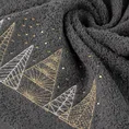 Ręcznik świąteczny SANTA 21 bawełniany z haftem z choinkami i drobnymi kryształkami - 70 x 140 cm - stalowy 5
