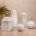 Świecznik ceramiczny LUIS z motywem cieknącej złotej farby - ∅ 10 x 9 cm - biały 3