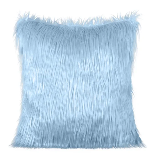 Poszewka dekoracyjna z długim, miękkim i delikatnym włosem - 45 x 45 cm - jasnoniebieski