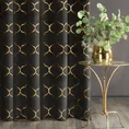 Zasłona welwetowa ze złotym nadrukiem wzór marokańskiej koniczyny - 140 x 250 cm - czarny 1