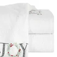 Ręcznik świąteczny SANTA 18 bawełniany z haftem z napisem JOY - 70 x 140 cm - biały 1