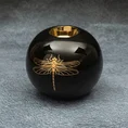 Świecznik ceramiczny z nadrukiem złotej ważki - ∅ 12 x 10 cm - czarny 1