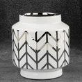 Wazon ceramiczny EMERA z geometrycznym wzorem biało-srebrny - ∅ 15 x 16 cm - biały 1