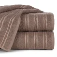 Ręcznik JONAS z bawełny z ozdobną żakardową bordiurą z marszczeniem - 50 x 90 cm - brązowy 1