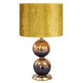Lampa stołowa SABRINA na szklanej podstawie ze złoto-czarnego szkła z welwetowym abażurem - ∅ 36 x 61 cm - musztardowy 5