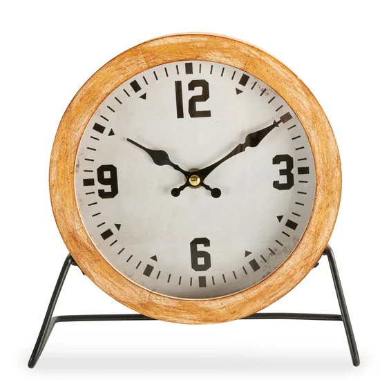 Zegar stołowy w stylu retro shabby chic, średnica 20 cm - 20 x 5 x 22 cm - biały