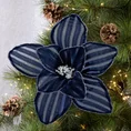 Świąteczny kwiat dekoracyjny wykonany z tkaniny w paseczki - ∅ 24 cm - granatowy 1