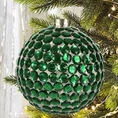 Szklana  bombka choinkowa zdobiona zielonymi kryształkami - ∅ 10 cm - ciemnozielony 1