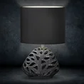 Lampka stołowa DAKOTA  na ceramicznej ażurowej podstawie z abażurem z matowej tkaniny - 25 x 16 x 40 cm - czarny 1