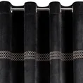 DIVA LINE Zasłona z welwetu zdobiona pasem geometrycznego wzoru z drobnych jasnozłotych dżetów - 140 x 250 cm - czarny 4