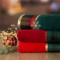 Ręcznik świąteczny STAR  01 bawełniany z żakardową bordiurą w kratkę i haftem ze śnieżynkami - 50 x 90 cm - butelkowy zielony 8