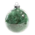Transparentna bombka szklana wypełniona naturalnymi piórami - ∅ 8 cm - zielony 2