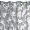 Zasłona NINA  z etaminy w stylu eko z nadrukiem liści miłorzębu, półprzezroczysta - 140 x 250 cm - biały 4