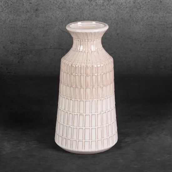 Wazon EDNA z glinki ceramicznej - ∅ 16 x 31 cm - kremowy