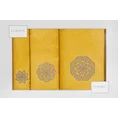 Komplet ręczników z haftem w kształcie mandali w kartonowym opakowaniu - 56 x 36 x 7 cm - musztardowy 2