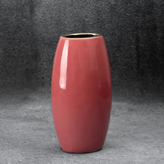 Wazon ceramiczny SIBEL gładki i nowoczesny design - 13 x 9 x 25 cm - ciemnoróżowy