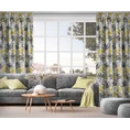 DESIGN 91 Zasłona ELINA z nadrukiem żółto-szarych liści na białym tle z lekkiej mikrofibry - 140 x 270 cm - biały 4