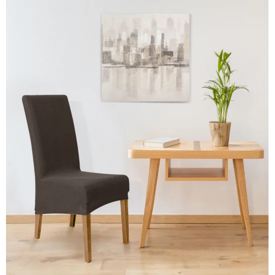 DESIGN 91 Pokrowiec na krzesło wodoodporny o strukturze kratki - 35 x 30 x 55 cm - brązowy