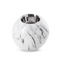 Świecznik ceramiczny SANA  z marmurkowym wzorem - ∅ 9 x 8 cm - biały 2