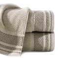 Ręcznik bawełniany SUZANA o ryżowej strukturze z żakardową bordiurą - 70 x 140 cm - beżowy 1