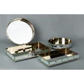 Okrągła taca dekoracyjna TALEA z lustrzanym blatem i metalowym obrzeżem z kryształami w stylu glamour - ∅ 23 x 5 cm - złoty 4