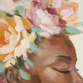 Obraz DREAMS 2 ręcznie malowany na płótnie kobieta z kwiatami na głowie - 90 x 60 cm - beżowy 2