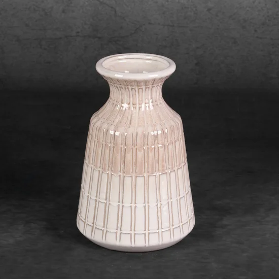 Wazon EDNA z glinki ceramicznej - ∅ 15 x 22 cm - kremowy