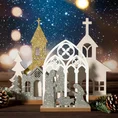 Ozdoba świąteczna SZOPKA BOŻONARODZENIOWA z brokatowymi elementami - 13 x 3 x 18 cm - biały 1
