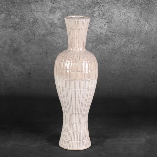 Wazon EDNA z glinki ceramicznej - ∅ 17 x 56 cm - kremowy