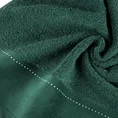 EWA MINGE Ręcznik KARINA w kolorze butelkowej zieleni, zdobiony aplikacją z cyrkonii na miękkiej szenilowej bordiurze - 50 x 90 cm - butelkowy zielony 5