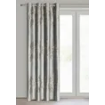 Zasłona gotowa IDALIA z welwetu zdobiona cieniowanym nadrukiem liści - 140 x 250 cm - srebrny 2