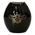 Wazon ceramiczny z nadrukiem złotej pszczoły - 22 x 12 x 25 cm - czarny 1
